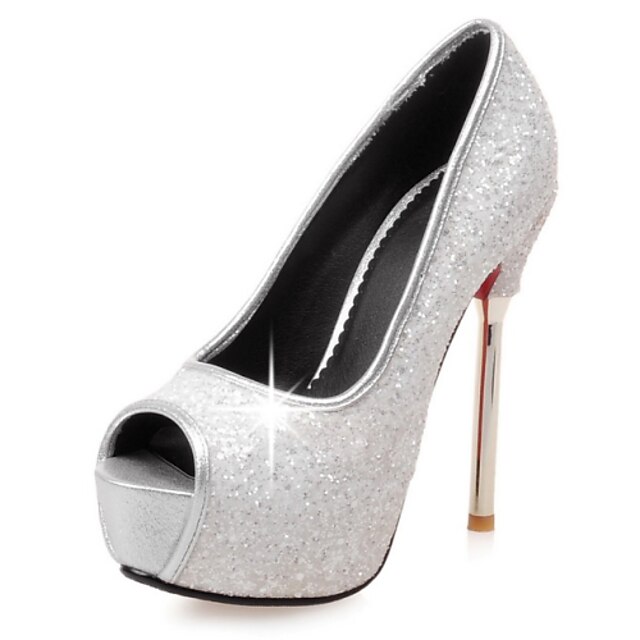  Women's Wedding Shoes Heels / Peep Toe Sandals Wedding / Dress Pink / White / Gold