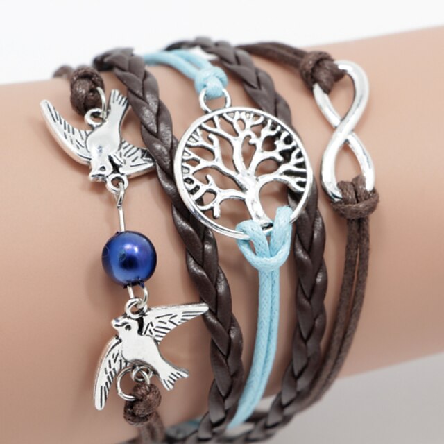  Wrap Bracelet Bird Animal Unique Design Fashion Leather Bracelet Jewelry Brown For Daily Casual Sports