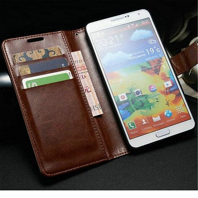  Capinha Para Samsung Galaxy Note 3 Carteira / Porta-Cartão / Com Suporte Capa Proteção Completa Sólido PU Leather