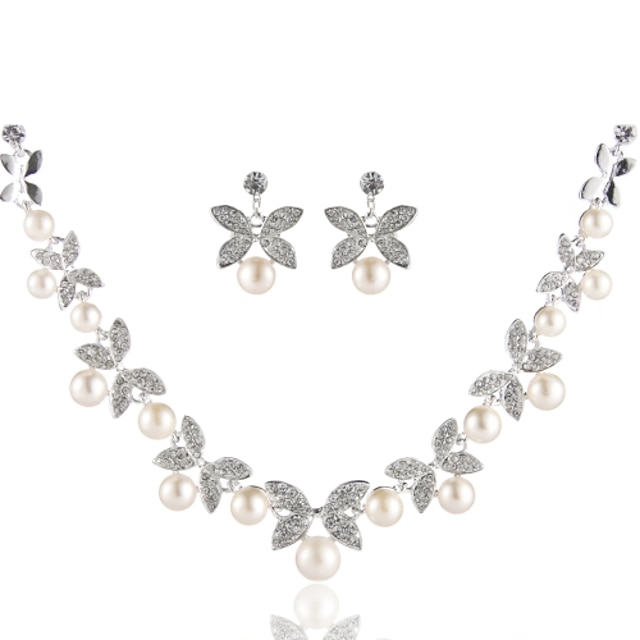  Kort halskæde Dame Imiteret Perle Simuleret diamant Basale Sølv Halskæder Smykker til Fest Bryllup Fødselsdag Forlovelse Geometrisk form