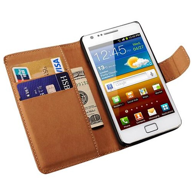  lederen portemonnee case voor Samsung Galaxy S2 i9100