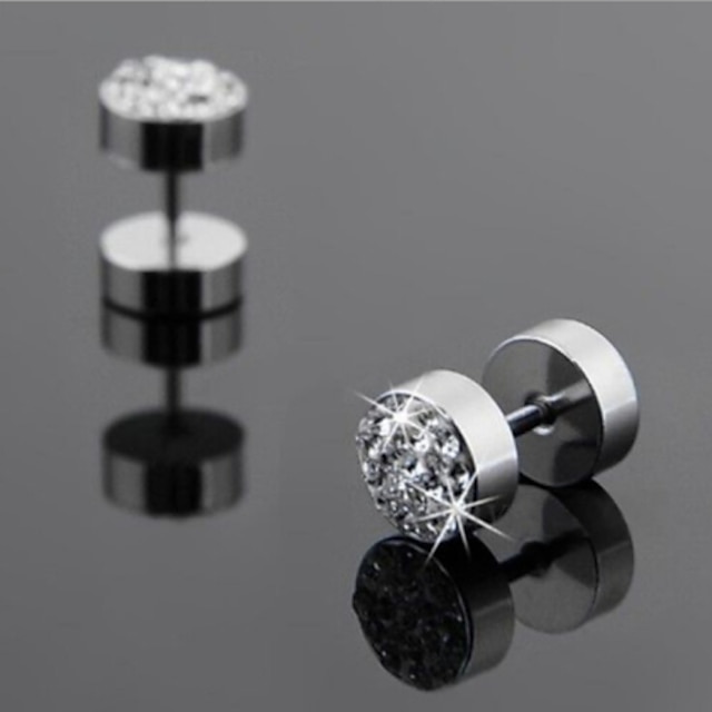  Stud Earrings For Men's Party Wedding Daily Rhinestone Titanium Steel flat back