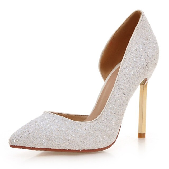  Damen Schuhe Glanz maßgeschneiderte Werkstoffe Frühling Sommer Herbst Stöckelabsatz Glitter Ausgehöhlt Für Hochzeit Kleid Schwarz Silber