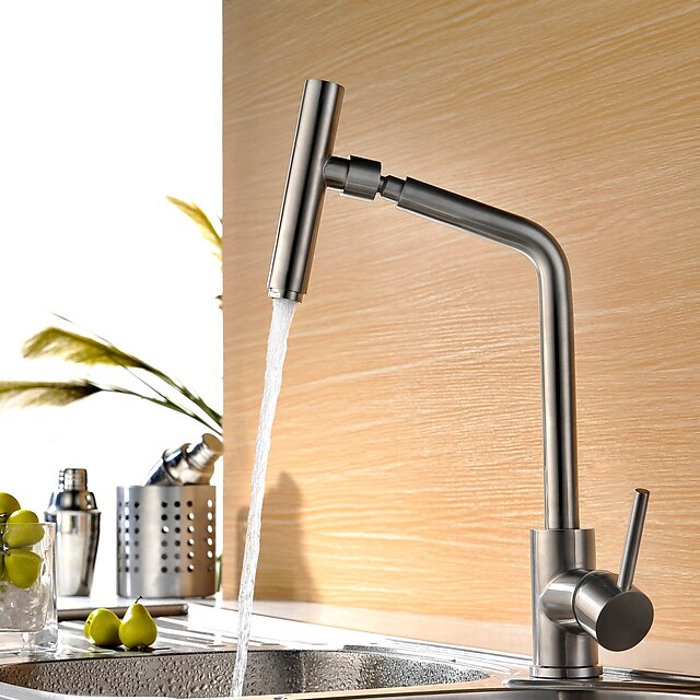  Torneira de Cozinha - Monocomando e Uma Abertura Aço Inoxidável bico padrão Montagem em Plataforma Moderna Kitchen Taps