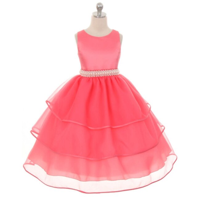  Kids Little Girls' Dress Solid Colored Fuchsia Blue Pink Sleeveless Dresswear Dresses Summer Slim