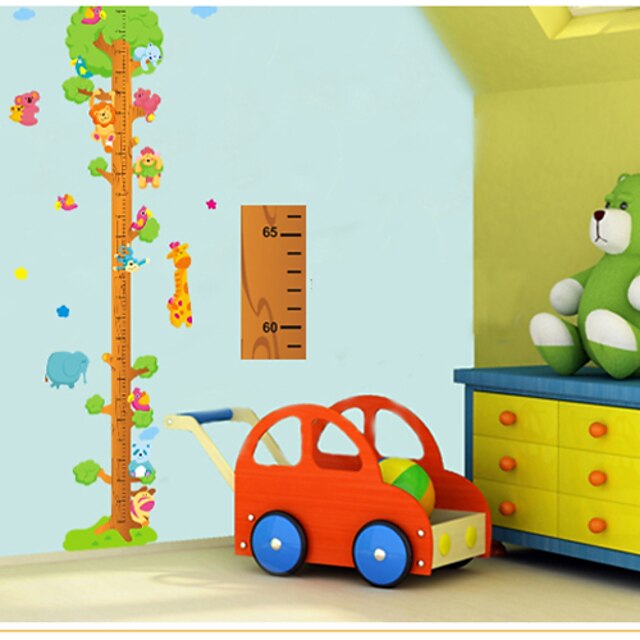  Cartoon Animals On The Tree Height Measurement Wall Sticker Kindergarten Children's Room   Wall Decoration