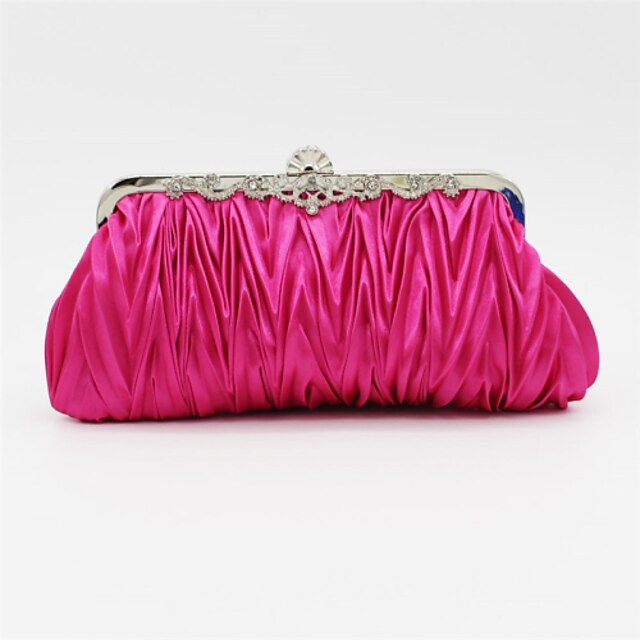  Femme Sacs faux cuir Satin Pochette Cristal / strass Couleur Pleine Sacs de mariage Mariage Soirée Soirée / Fête Incarnadin Noir Violet Fuchsia