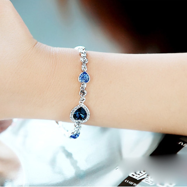  Bracelet à Perles Femme Multirang Empilable Cristal Cristal Cœur Amour dames Multicouches Bracelet Bijoux Bleu pour Soirée Quotidien Décontracté