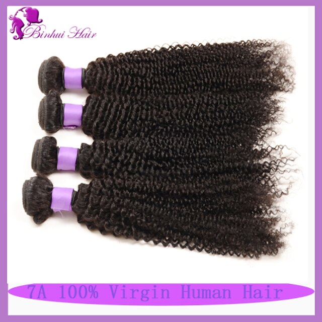  Natural Color Hair Weaves Brazilian Texture Kinky Curly 6 Months 4 Pieces hair weaves