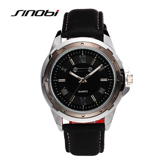  SINOBI Men's Wrist watch Quartz Water Resistant / Water Proof Sport Watch Leather Band Black