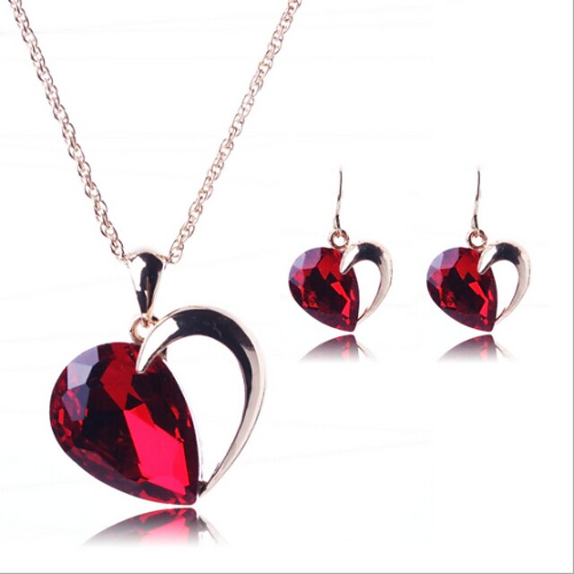  Crystal Jewelry Set - Heart, Love Party, Fashion Include Red For Party Special Occasion Anniversary