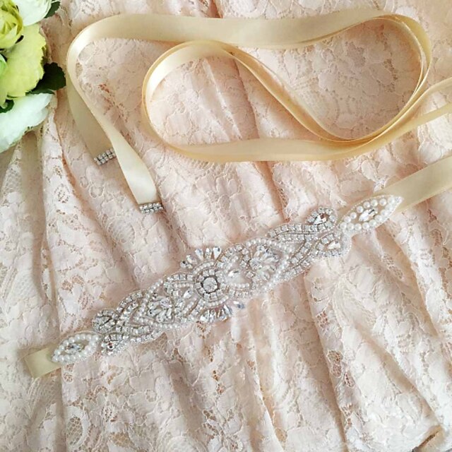  Satin Wedding / Party / Evening / Dailywear Sash With Rhinestone / Crystal / Beading Women's Sashes / Pearl / Sequin