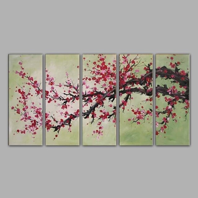  Hang-geschilderd olieverfschilderij Handgeschilderde - Stilleven Klassiek Met Frame / Vijf panelen / Uitgerekt canvas