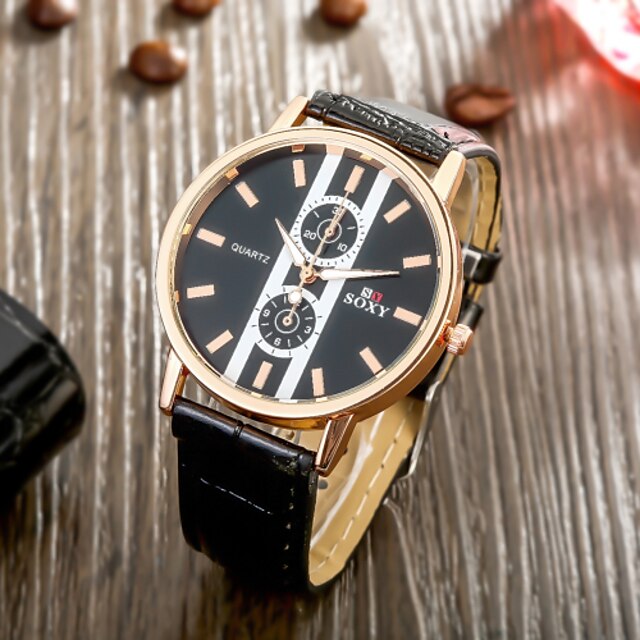  SOXY® Best Selling Precise Business Black Plate Black Leather Strap Watch Classic Design Quartz Watch for Men Cool Watch Unique Watch
