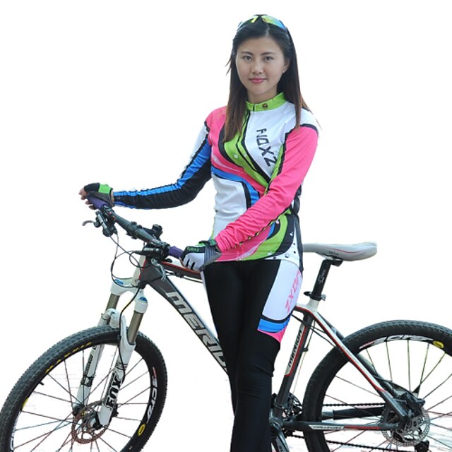  FJQXZ Per donna Manica lunga Maglia con pantaloni da ciclismo Bicicletta Set di vestiti, Pad 3D, Tenere al caldo, Asciugatura rapida,