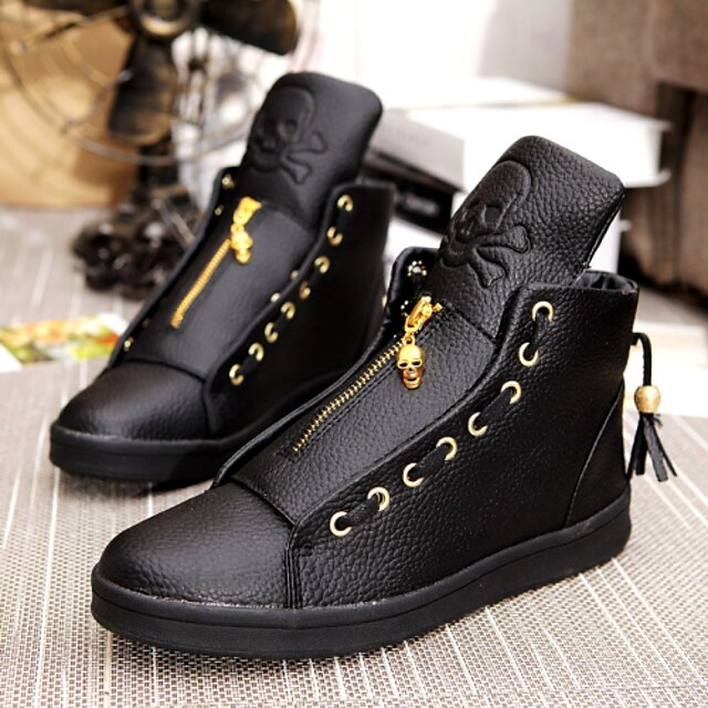  Men's Shoes Leatherette Winter Spring Summer Fall Comfort Lace-up for Casual White Black