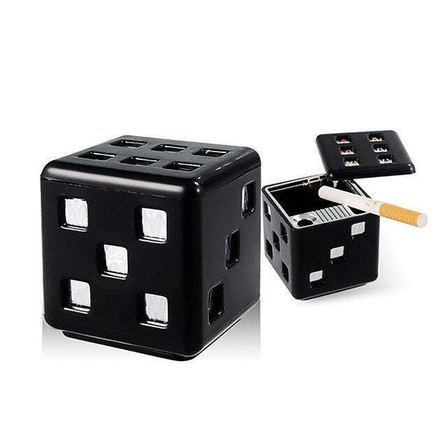 Universal Dice Modelling Cube Style Cigarette Cigar Car Ashtray With Removable Base and Double-sided Adhesive