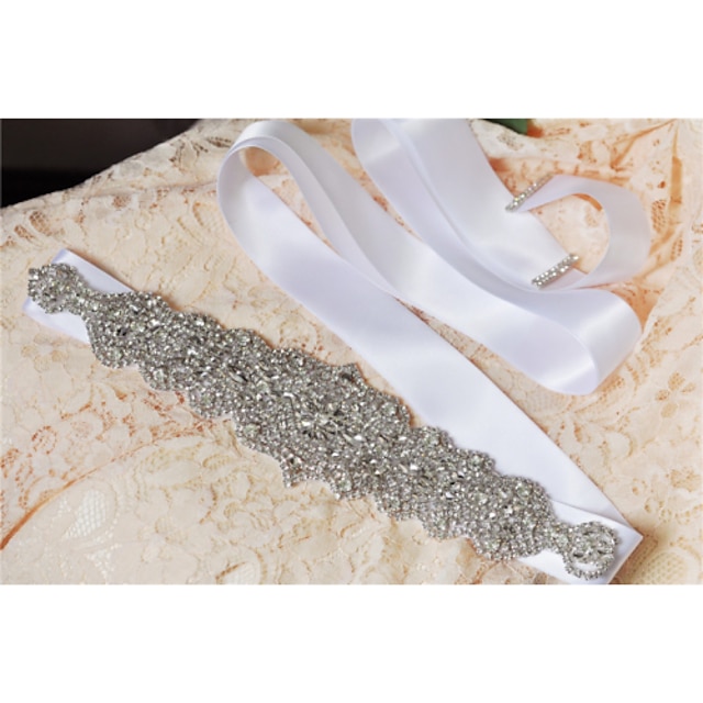  Satin Wedding Party / Evening Dailywear Sash With Rhinestone Crystal Beading Sequin Appliques Women's Sashes