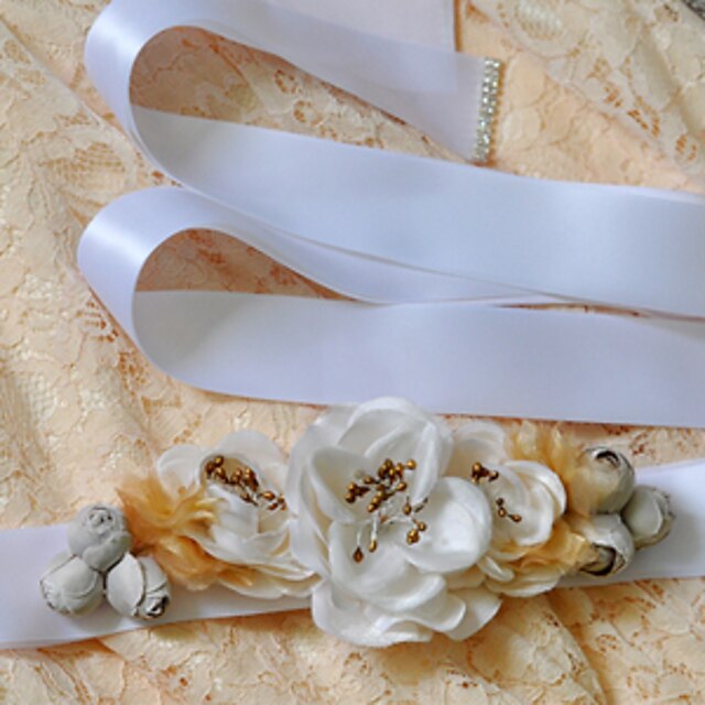  Satin Wedding / Party/ Evening / Dailywear Sash-Beading / Appliques / Floral Women's 98 ½in(250cm) Beading / Appliques / Floral