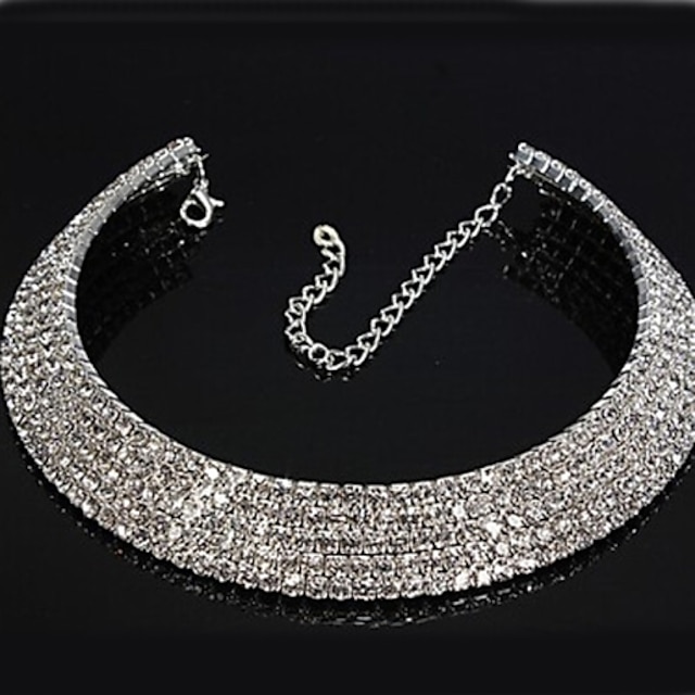  Dámské Syntetický diamant Obojkové náhrdelníky Tenisový řetězec dámy Pro nevěstu Na každý den Iced Out Štras Slitina Náhrdelníky Šperky Pro Svatební Párty