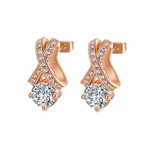  Mujer Cristal Pendientes cortos Solitario damas Bling Bling Zirconia Cúbica Aretes Joyas Para