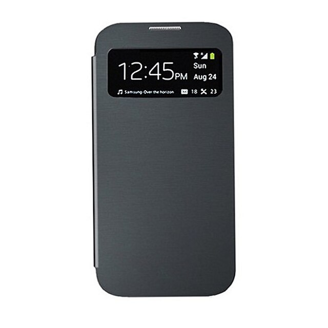  fodral Till Samsung Galaxy Samsung Galaxy-fodral med fönster / Automatiskt sömn- / uppvakningsläge / Lucka Fodral Ensfärgat PU läder för S4