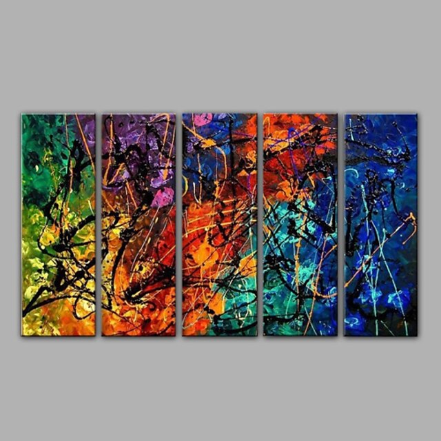  Oil Painting Hand Painted - Abstract Mediterranean Canvas / Stretched Canvas