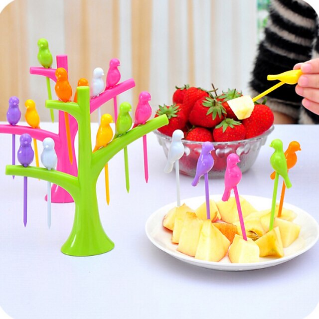  6 stks vogelvorm fruitvorken home decoraties willekeurige kleur 1 st, keuken tool