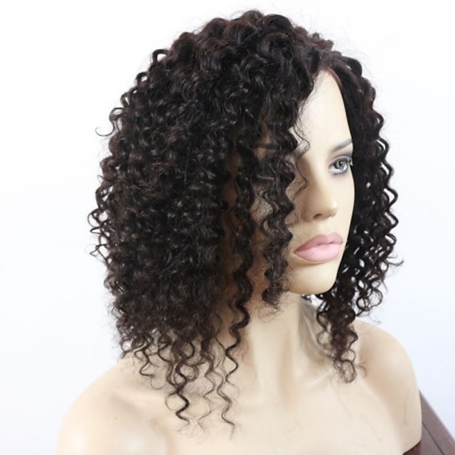  Aidot hiukset Full Lace / Lace Front / Liimaton puoliverkko Peruukki Afro / Syvät aallot 130% / 150% Tiheys Luonnollinen hiusviiva / Afro-amerikkalainen peruukki / 100% käsinsidottu Naisten Lyhyt