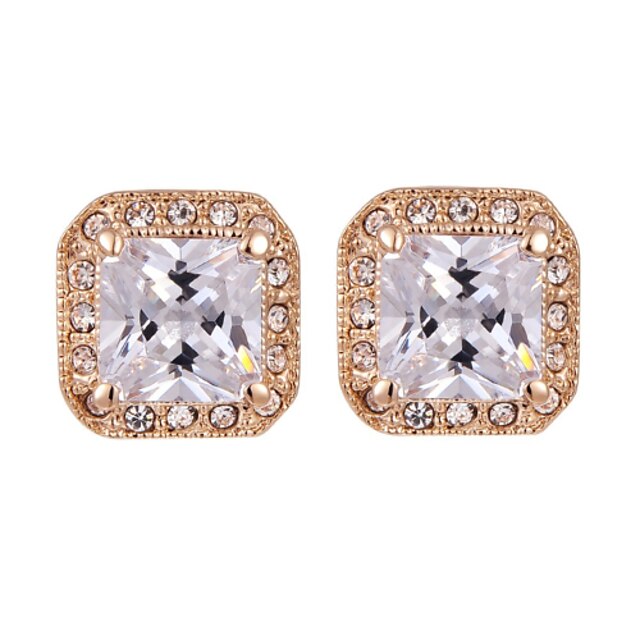  Women's Crystal Stud Earrings Simple Style Cubic Zirconia Imitation Diamond Earrings Jewelry Rose Gold / Silver For