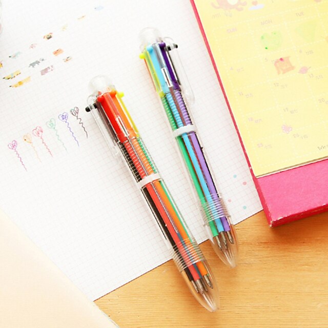  Pen Pen Balpennen Pen, Muovi Rood Zwart Blauw Geel Goud Groen Inktkleuren For Schoolspullen Kantoor artikelen Pakje