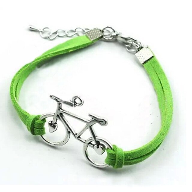  Women's Leather Bracelet Bike Love Ladies Silver Plated Bracelet Jewelry White / Black / Green For Christmas Gifts Party Casual Daily