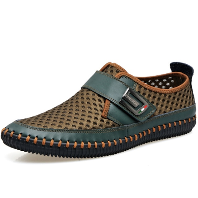  Men's Loafers & Slip-Ons Comfort Shoes Athletic Casual Dress Leather Tulle Green Brown Gray Spring Summer Fall / Outdoor / Office & Career / EU40