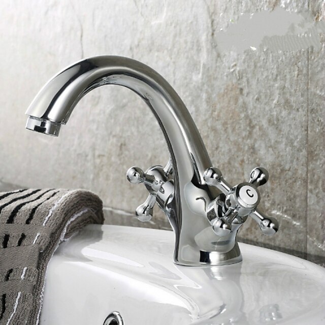  Traditional Centerset Ceramic Valve Two Handles One Hole Ti-PVD, Bathroom Sink Faucet