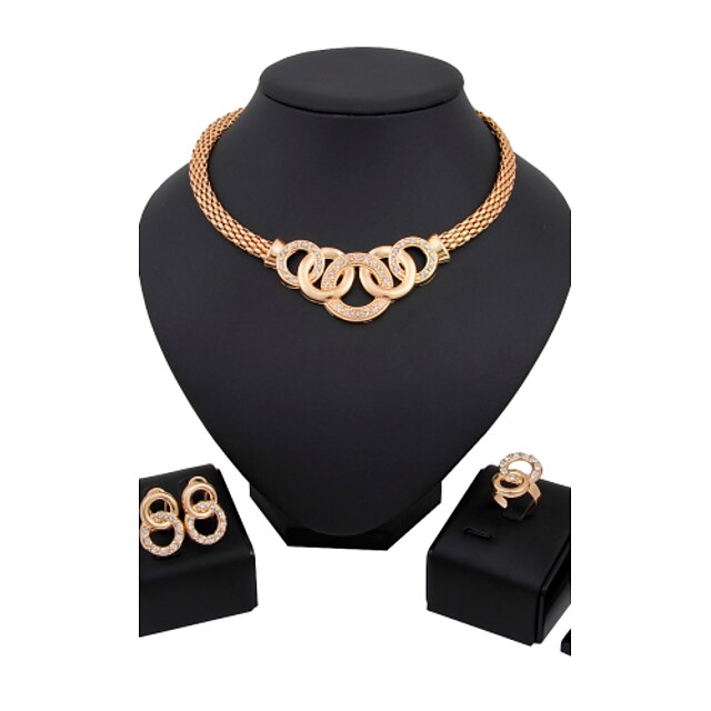  Women's Gold Plated Imitation Diamond Jewelry Set Bracelet Earrings Necklace - Luxury Vintage Cute Party Casual Fashion Link / Chain