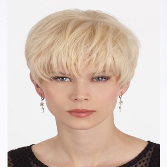  Synthetic Wig Wavy Wavy Wig Blonde Short Blonde Synthetic Hair Women's Blonde
