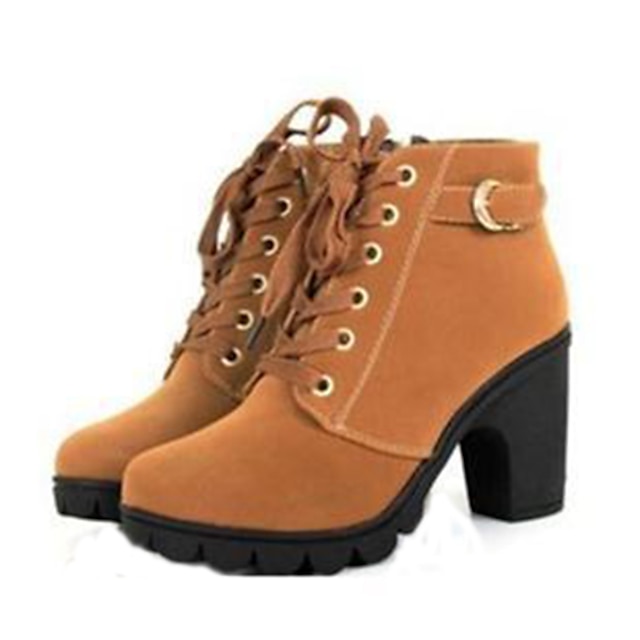  Damen Stiefel Wildlederschuhe Block Fersenstiefel Schnürstiefel Täglich Einfarbig Stiefeletten Stiefeletten Winter Schnalle Blockabsatz Geschlossene Spitze Vintage Wildleder Reißverschluss Schwarz