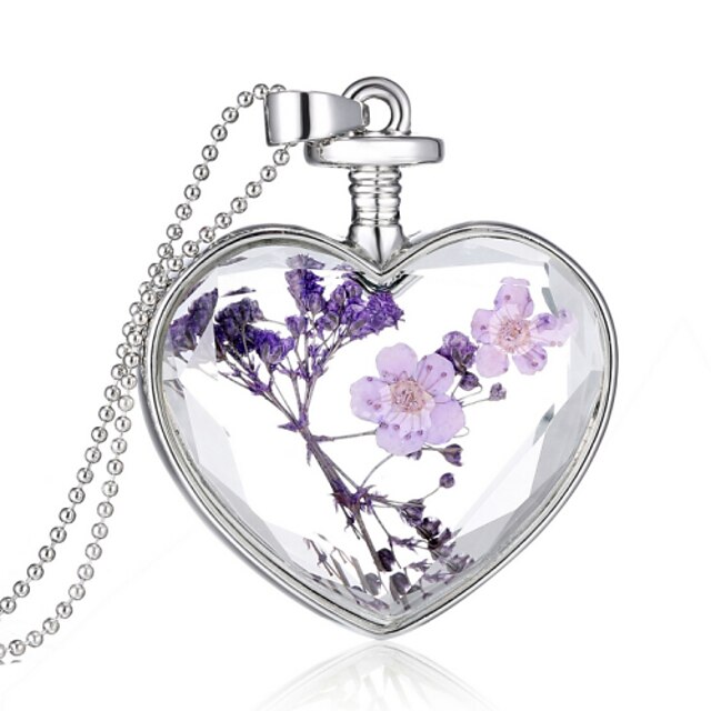  Crystal Pendant Heart Ladies Fashion everyday fancy Sterling Silver Purple Necklace Jewelry For Wedding Party Casual Daily
