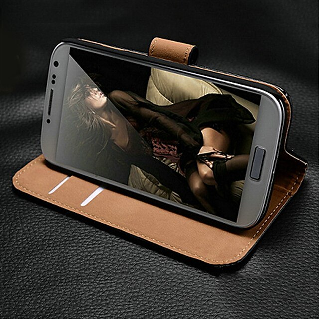  Чехол с подставкой из натуральной кожи и слотом для карты памяти для Samsung Galaxy S4 Мини I9190