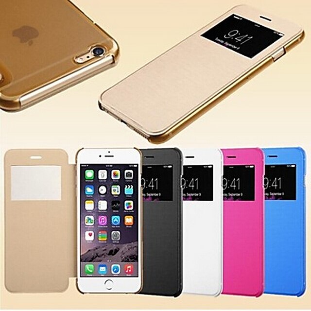  Etui Til iPhone 5 / Apple iPhone SE / 5s / iPhone 5 med vindu / Autodvale / aktivasjon / Flipp Heldekkende etui Ensfarget Hard PU Leather
