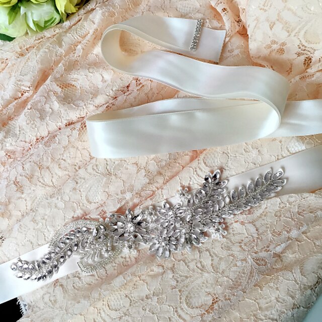  Satin Wedding Party / Evening Dailywear Sash With Rhinestone Beading Pearl Sequin Appliques Women's Sashes