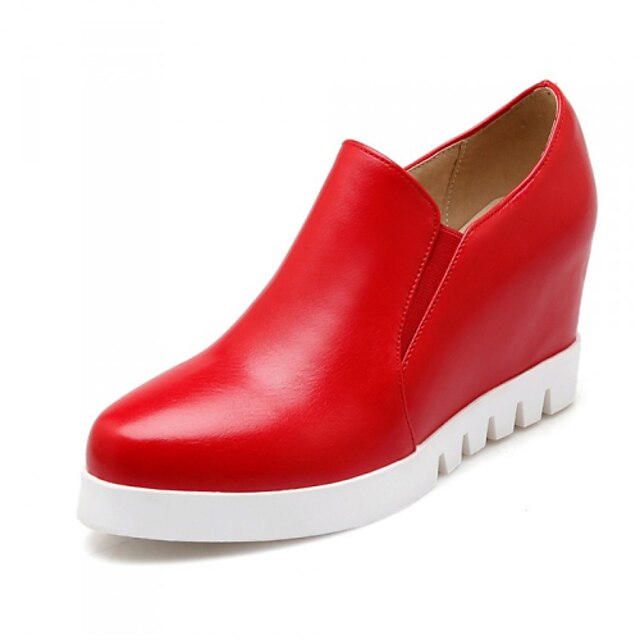  Women's Leatherette Loafers Platform / Wedge Heel Gore Leatherette Spring / Summer / Fall White / Black / Red