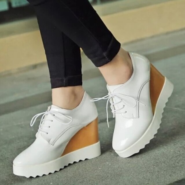  Women's Shoes British Wedge Heel Round Toe All Match Oxfords Casual