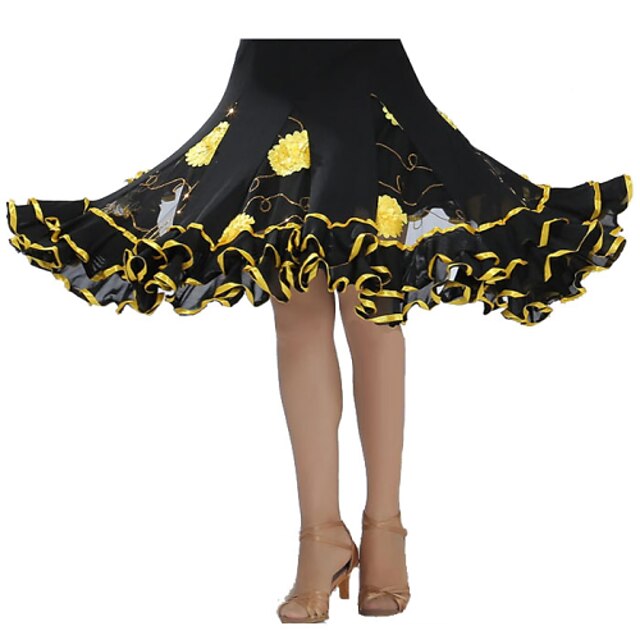  Ballroom Dance Tutus & Skirts Women's Performance Crepe / Sequined Draping Skirt / Modern Dance