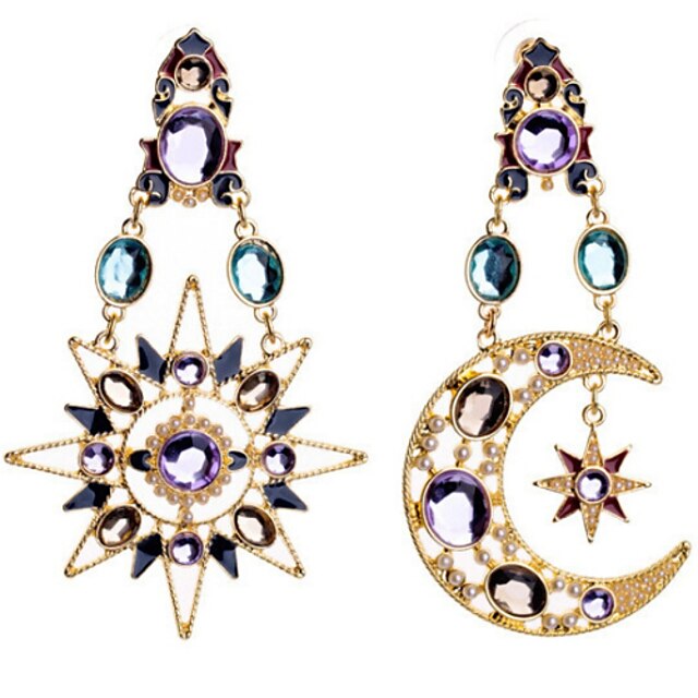  Women's Drop Earrings Moon Ladies Luxury European Fashion Imitation Diamond Earrings Jewelry Screen Color For
