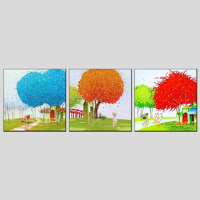  Oil Painting Modern Landscape  Canvas Material with Stretched Frame Ready To Hang Size 70*70*3PCS