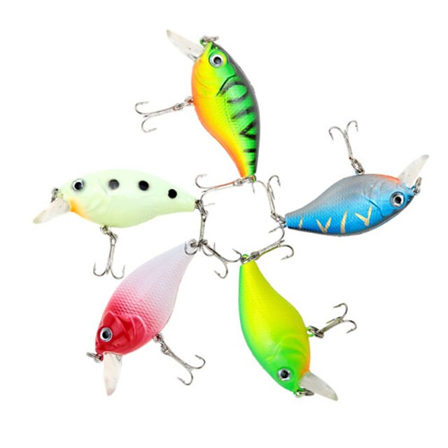  5 pcs Fishing Lures Hard Bait Floating Bass Trout Pike Other Hard Plastic