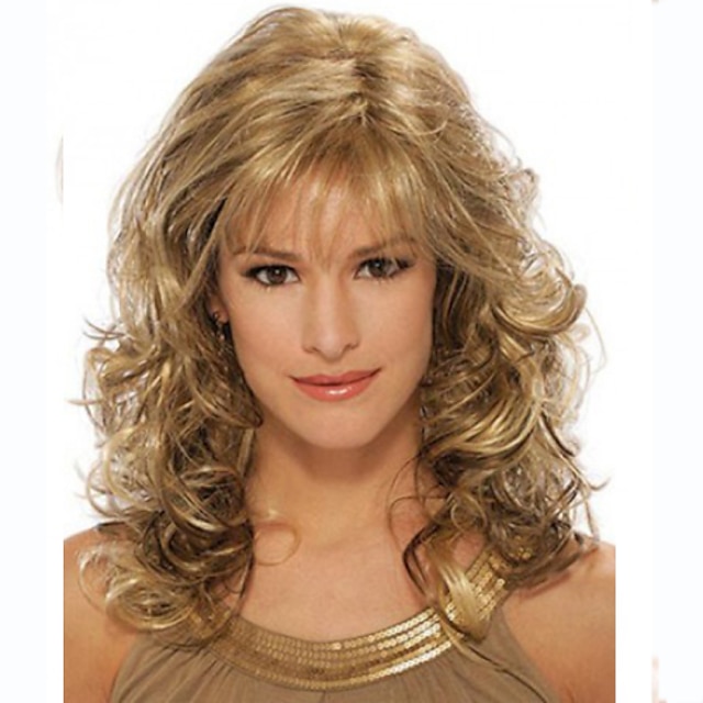  Synthetic Wig Curly Curly Wig Medium Length Synthetic Hair Women's Blonde