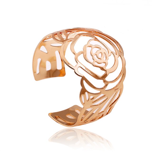  Women's Hollow Cuff Bracelet - Roses, Flower Simple Style Bracelet Golden For Party Daily Casual