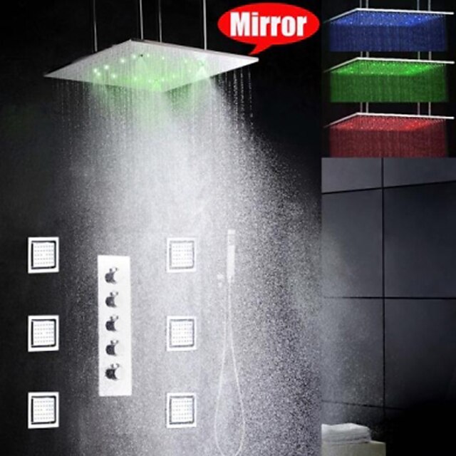  Dusjsett Sett - Regndusj Moderne Krom Keramisk Ventil Bath Shower Mixer Taps / Messing